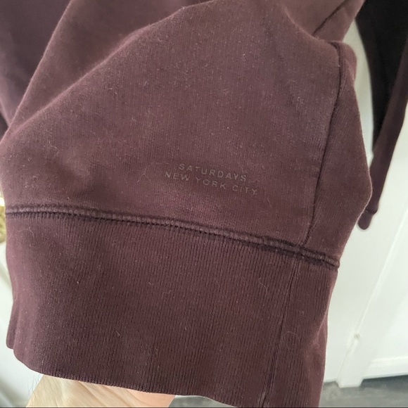 Saturdays NYC Simon Tape Sweatshirt in Plum size L - Picture 3 of 5